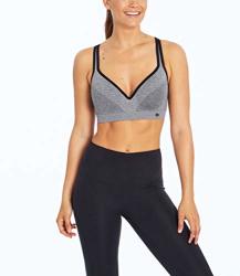 Bally Total Fitness Seamless High Impact Molded Cup Sports Bra Heather Charcoal W black Medium