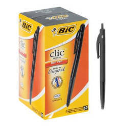 BIC Clic Medium Ballpoint Pens - Black Box Of 60