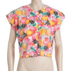 Colourful Fruit Print Button Down Cropped Top - S m