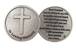 Lumen Mundi Silver Toned In Loving Memory Bereavement Pocket Medal With Cross 1 1 4 Inch