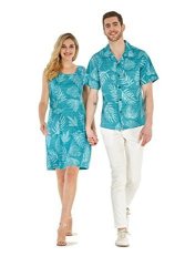  Couple Matching Hawaiian Luau Outfit Aloha Shirt and