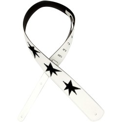 D"addario Planet Waves 2.5" Leather Guitar Strap Star Icon Patches By D"addari