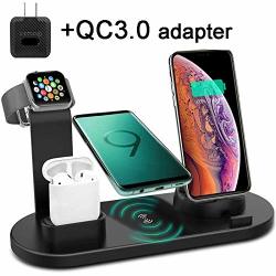 KG8 4 In 1 Wireless Charger Stand Qi Fast Wireless Charging Station Dock For Apple Watch 5 4 3 2 1 Airpod Iphone 11