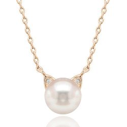 Pavoi Handpicked Aaa+ Cat Ear Freshwater Cultured Pearl Necklace Pendant - Rose