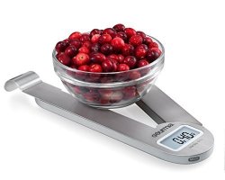 Gourmia GKS9165 Stainless Steel Folding Scale Compact Electronic Kitchen Scale With Hanger Hook & Tare Function