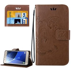 Sunsky Case Cover For Samsung Galaxy J7 2016 J710 Crazy Horse Texture Printing Horizontal Flip Leather Case With Holder &card Slots &wallet &lanyard Color : Brown