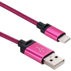 Tuff-Luv J9_32 USB 3.1 Type-c To USB 2.0 Woven Data And Charge Cable - Pink