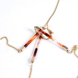 Opera Rose Marble Gold Chain Necklace - Rose Marble