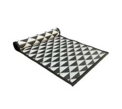 Indoor Outdoor Runner Rug - Whispering Triangles Bw - 200 X 60CM