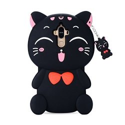 Huawei Mate 9 Case 3D Cute Cartoon Fortune Cat Kitty With Cute Bow Tie Soft Silicone Case Bumper Back Cover For Huawei Mate 9