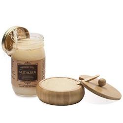 Exfoliating Body Scrub - Pure Dead Sea Salt Scrub For Hands And Body Hydrating Moisturizing Skin Care Gift Set With Wooden Bowl 16 Fl