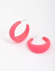 Pink Rubber Wide Hoop Earrings
