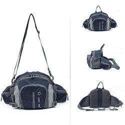Nylon Waterproof Casual Outdoor Sport Cycling Travel Hiking Multifunctional High Capacity Shoulder Bag Backpack Waist Bag Handbag Dark Blue