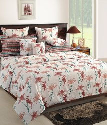 Yuga 3 Piece Set Of Decorative White Queen Size Cotton Bed Sheet With Pillow Covers YU-BD-1210-6