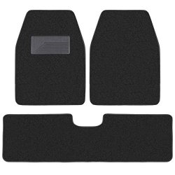 Bdk 3 Pieces Heavy Duty Carpet Floor Mats For Car Suv Van - Extra Thick Carpet With Rubber Backing Multiple Colors Black