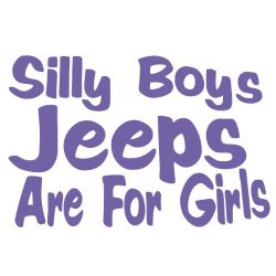 Silly Boy Jeeps Are For Girls Vinyl Decal Sticker Jeep Fun Lavender
