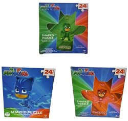 TOY Kids Hot Seller Bundle Of 3 Pj Masks Totem Pole Shaped Jigsaw Puzzles 24 Pieces Each Heroes Catboy Owlette Gekko