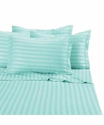 Nile Bedding Collection Luxury Hotel Bed Sheets Egyptian Cotton 600 Tc 5PCS 15 Inches Deep Pocket Aqua Blue Striped Adjustable Split-king Size.