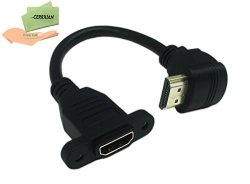Cerrxian 15CM 6INCH High Speed Up Angle HDMI Male To Female Extension Cable With Screw Hole Panel Mount Support 4K Resolution For Blu-ray Player