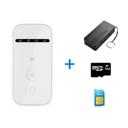 ZTE MF65 3G MiFi Pocket Router + Monthly Recurring Data Bundle 500MB + Accessories