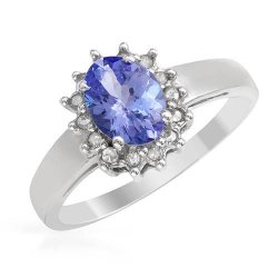 Exclusive Jewelery 1.24ct Diamond And Tanzanite Engagement Ring In 10k White Gold-size 7