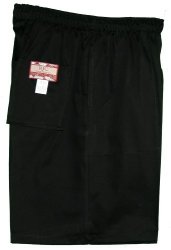Men's Elastic Waistband 3 Pockets Cotton Twill Solid Shorts In Black - 2X