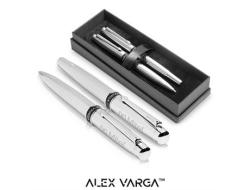 Alex Varga Cygnus Ball Pen & Rollerball Set - Silver Only - Silver