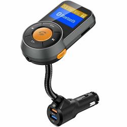 Vehpro Fm Modulator Autoady Bluetooth Fm Transmitter Car Wireless Adapter Car Kit Handsfree QC3.0 And 2.4A Dual USB Ports Replaceable Fuse Aux In out Sd tf