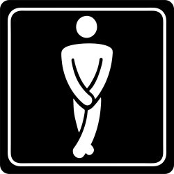 Gents Toilet Symbolic Sign - White Printed On Black Acp 150 X 150MM
