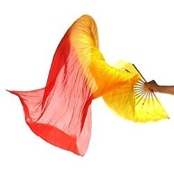 Outdoor Sport Zcargel New 1.8M Hand Made Belly Dance Dancing Silk Bamboo Long Fans Veils Art Colorful Model: