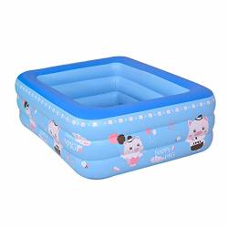 Transser Inflatable Swimming Pool - Rectangular Durable Portable Outdoor Indoor Children Basin Bathtub For Baby Kids Infant Toddler Age 3+ 70.9 55.1 23.6 Inch Shipping From