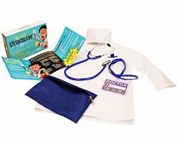 Diy Jr My First Stethoscope Doctor's Kit - Real Stethoscope For Kids - Includes Lab Coat Surgical Cap Name Tag And Lanyard Ages 6+