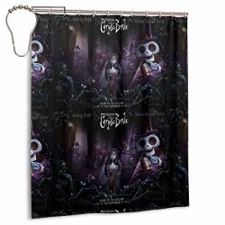 T.worlg Corpse Bride Emily Halloween 60X72 In Shower Curtain Waterproof Opaque Printed Bathroom Decor Set With Hooks For Bathroom