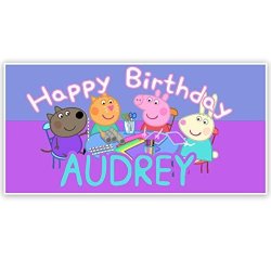 Peppa The Pig Purple Personalized Birthday Banner