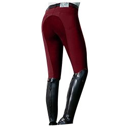 Wesracia Women's Horse Riding Pants Equestrian Breeches Tights Belt Exercise High Waist Sports Riding Equestrian Trousers Red