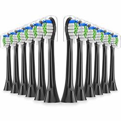 Khbd Replacement Toothbrush Heads For Phillips Sonicare Electric Toothbrush Diamondclean Fit Diamondclean Plaque Control Gum Health Flexcare Healthywhite Essence+ And Easyclean 12 Pack Black