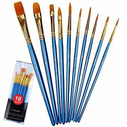 Acrylic Paint Brushes Set 10PCS Round Pointed Nylon Hair Paint Brush Set Fine Tip Miniature Paintbrushes For Watercolor Oil Painting Face Nail Model