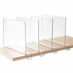 Storagemaid Acrylic Shelf Dividers For Bedroom Closets Kitchen Cabinets Wood Shelves Bookcases And Libraries - Set Of 4 - Versatile Multi-functional Organizers For Home