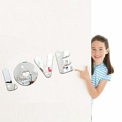 Nuwfor Acrylic 3D Love Word Combination Mirror Effect Wall Sticker Decal Home Decor SL60X32CM
