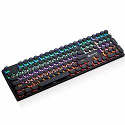 Ofnmd E-sports Blue Switch Mechanical Keyboard Desktop Computer Notebook External USB Cable Metal Film Girl Office Typing Vibrant Beautiful LED Colors Backlit Qwerty Key