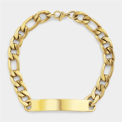 Stainless Steel Gold Plated Curb Id Bracelet