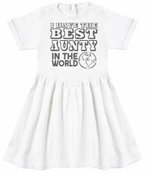 Zarlivia Clothing I Have The Best Aunty In The World Baby Dress Baby Girl Baby Gift - 2-3 Years White