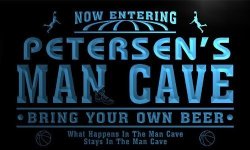 QC1574-B Petersen's Man Cave Basketball Neon Beer Sign