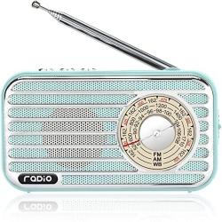Retro Radio With Bluetooth Speaker Rechargeable Battery Operated Am Fm Noaa Portable Radio Pocket Vintage Radio Supports Stereo Earphone USB MP3 Player Tf Cards Blue