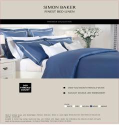 Simon Baker T200 Cotton Double Satin Stitched Duvet Cover Set Indigo Various Sizes - Blue Super King 260 X 230CM + 2 Pillowcases 45CM X 70CM