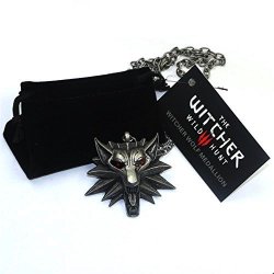 Yuling Ainnea The Witcher 3 Wild Hunt Medallion Wolf Head Pendant Necklace Normal Style Red Eyes
