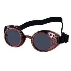 Creazrise Polarized Small Round Retro Sunglasses Steampunk Goggles Welding Punk Glasses Cosplay Black