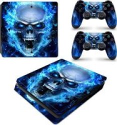 Decal Skin For PS4 Slim: Blue Skull