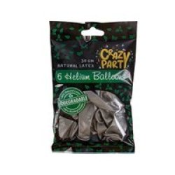 Biodegradable Balloons - Helium - Natural Latex - Silver - 6 Pack - 5 Pack