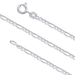 1.8MM Sterling Silver Figaro Chain .925 Italian Necklace 16 Inches